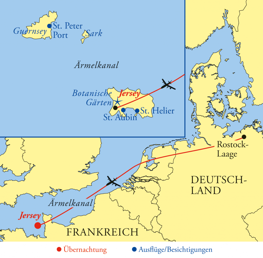 Karte Insel Jersey ab Rostock